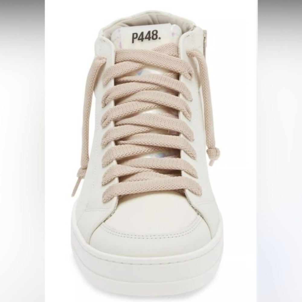 P448 high top leather white sneaker size EU 39 US 8.5